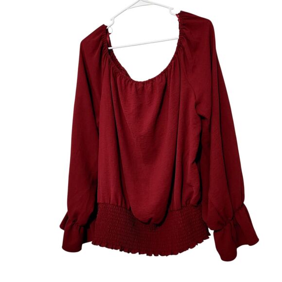 Julia Tops - Julia by Love j Top For Women Size 2X Burgundy Color Cold Shoulders Longsleeve